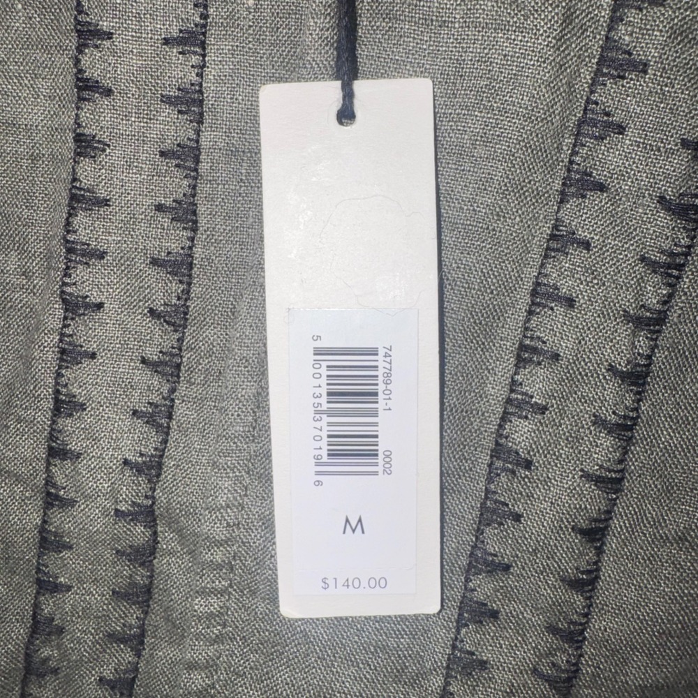 Banana Republic Embroidered Linen Shirt Mens Olive Green Medium NEW - Picture 4 of 8